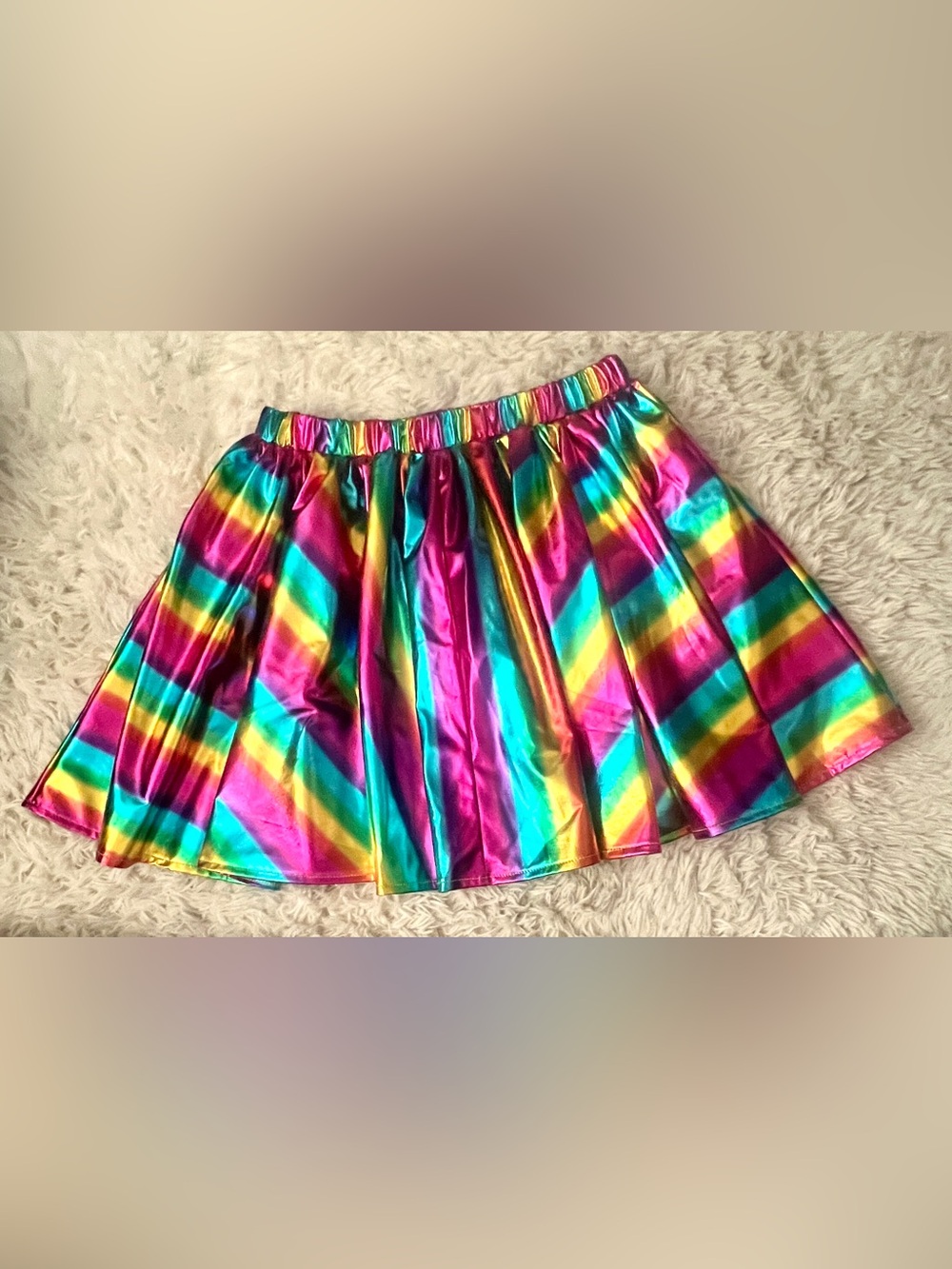 Iridescent Rainbow Metallic Skater Skirt
